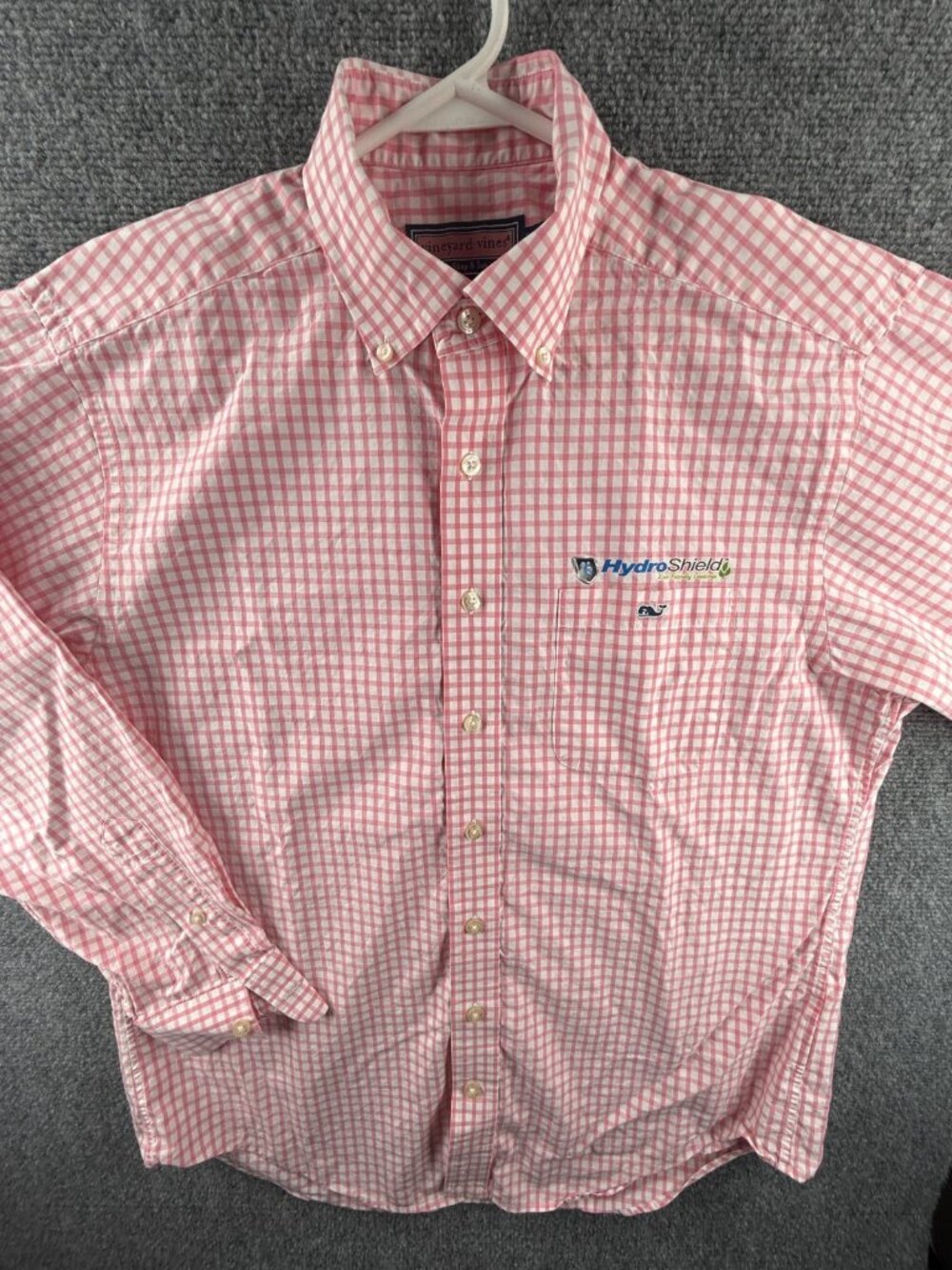 Vineyard Vines Button-Down Tucker Medium Cotton Pink Check Long Sleeve Pocket